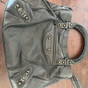 Balenciaga Black Leather Shoulder Bag